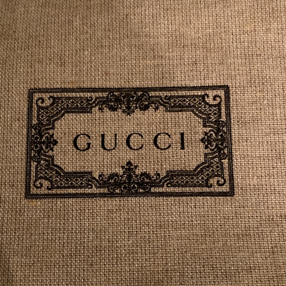 Gucci EUC Cotton Blend Logo Drawstring Dustbag pair.  17” L x 8-1/2” W - Picture 4 of 4